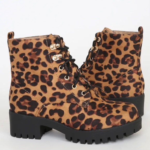 Lulus Devyn Leopard Print Lace-Up Ankle Boots NWOT - Picture 8 of 10